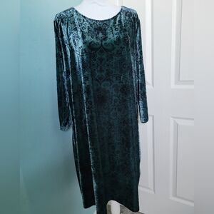 Teal Paisley Velour Dress